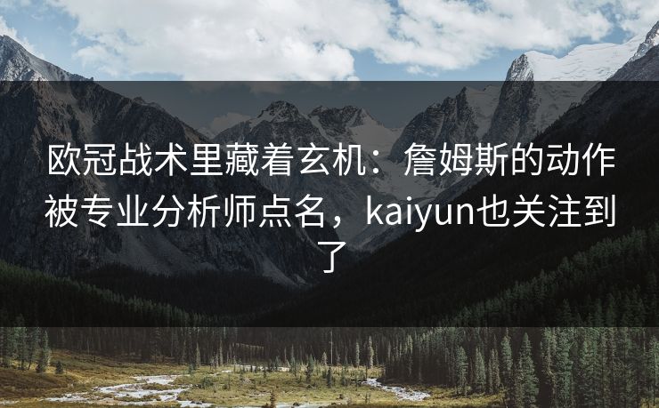 欧冠战术里藏着玄机：詹姆斯的动作被专业分析师点名，kaiyun也关注到了