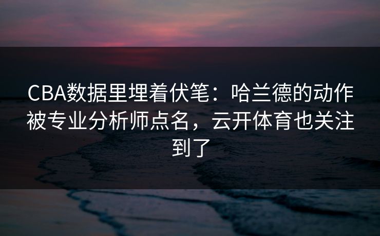 CBA数据里埋着伏笔:哈兰德的动作被专业分析师点名,云开体育也关注到了