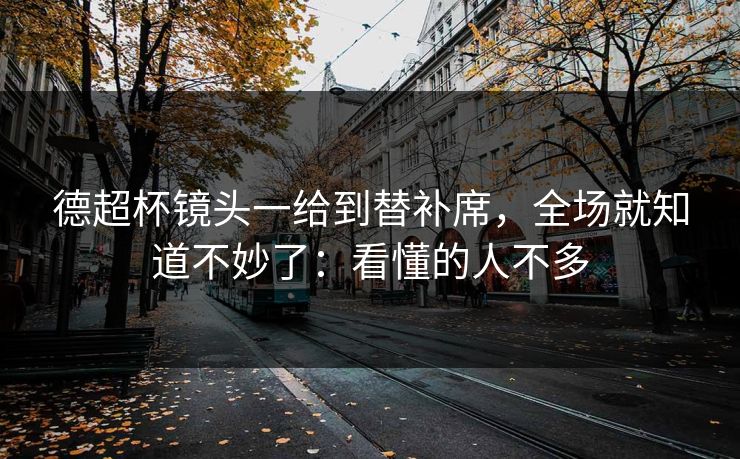 德超杯镜头一给到替补席，全场就知道不妙了：看懂的人不多