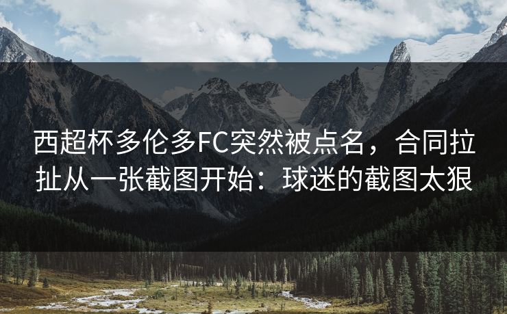 西超杯多伦多FC突然被点名，合同拉扯从一张截图开始：球迷的截图太狠